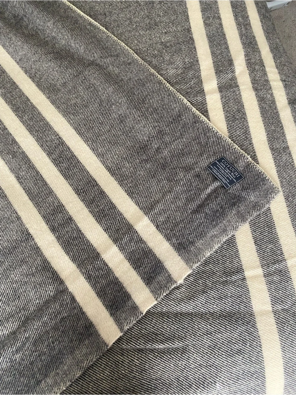 Coyuchi Brand New Wool Blanket in Heathered Gray with Tan